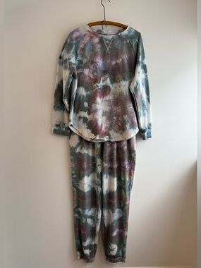 Hand-dyed tie dye cotton lounge set, size XL